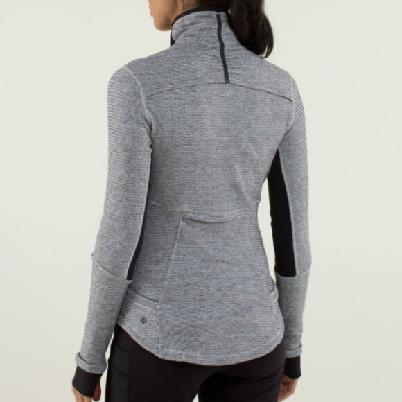 Lululemon Base Runner 1/2 Zip ini Check Pique Heathered Black White 26515 - Picture 9 of 13